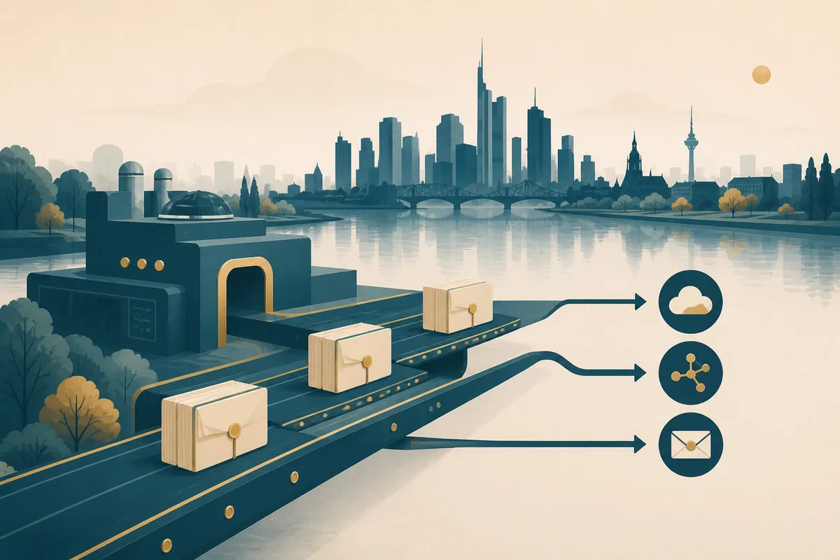 Illustration zur Leistung Ergebnisse automatisch an Systeme ausliefern